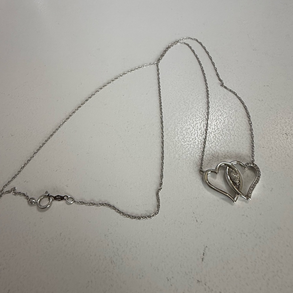 Interlocking Heart Pendant Necklace - 10k